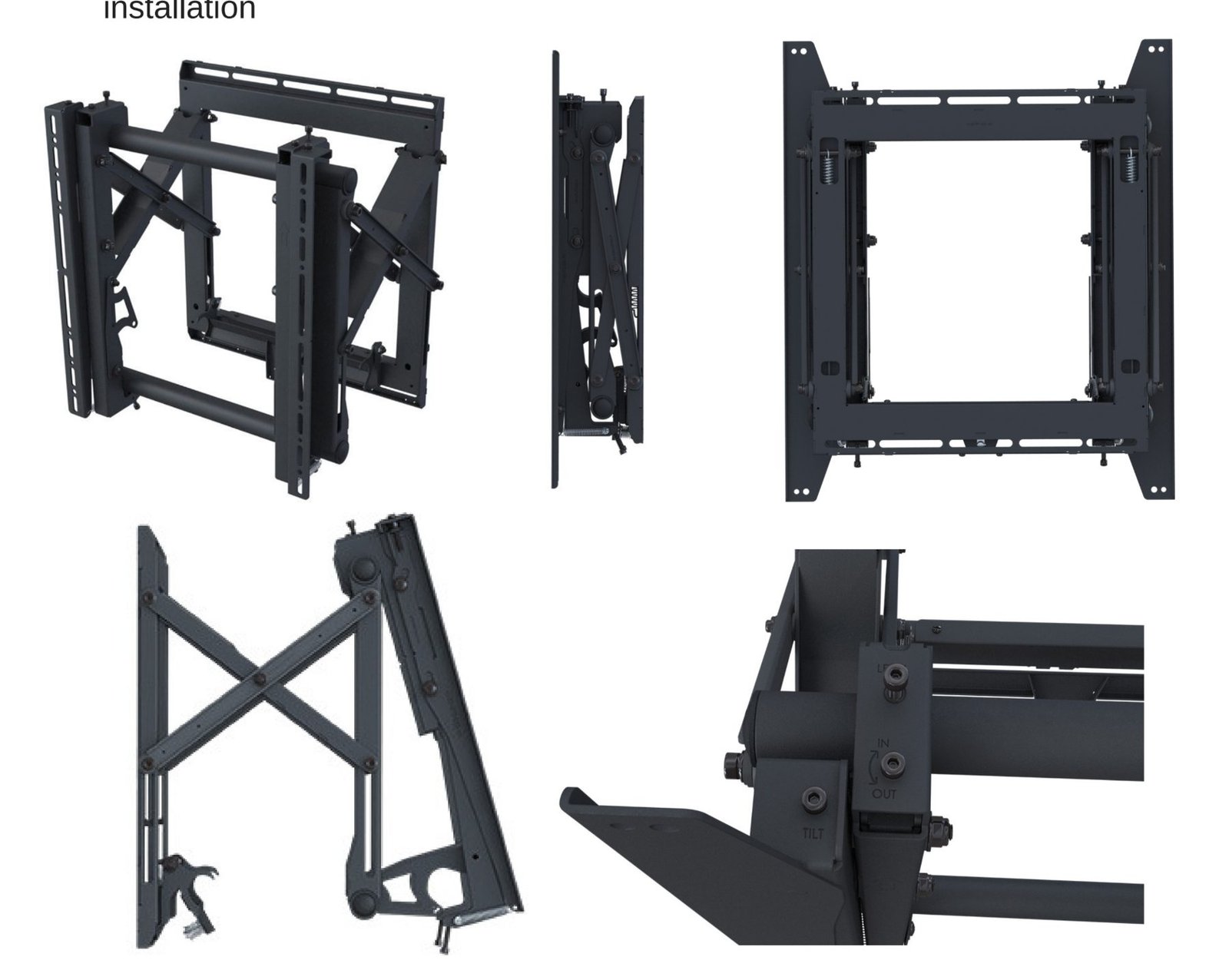 LCD Design and Commercial Integration at Scale: The ArcLight Cinemas StoryWall 2 Premier Mounts LMVP press-and-release scissor-arm video wall mount for portrait LCD screens